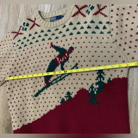 90s Vintage Polo Ralph Lauren Nordic Preppy Wool Ski Sweater MENS XL - Picture 5 of 7